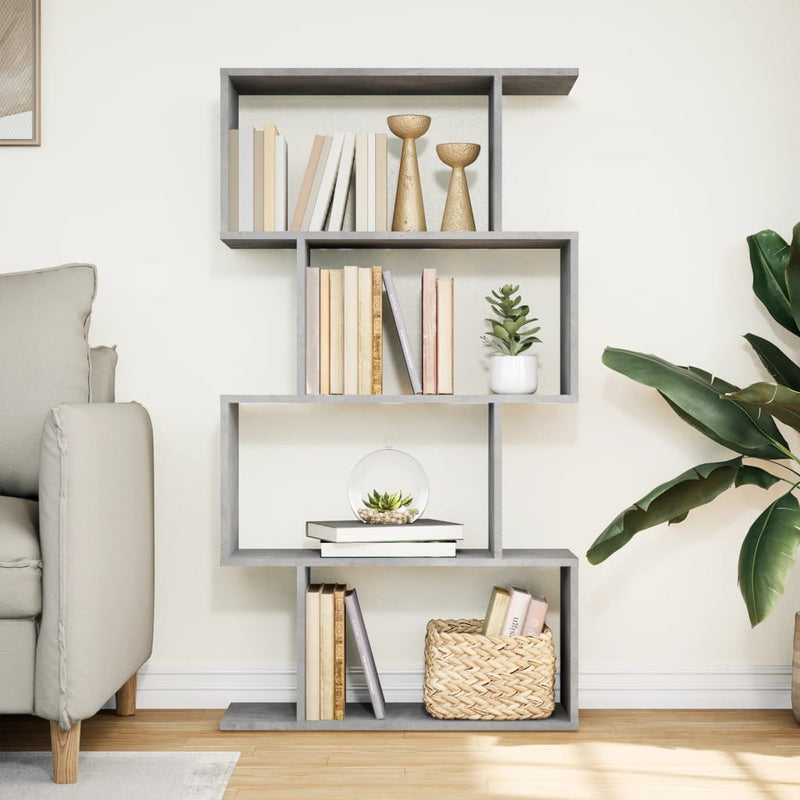 vidaXL 4 szintes betonszürke fa térelválasztó könyvespolc 70x24x129 cm