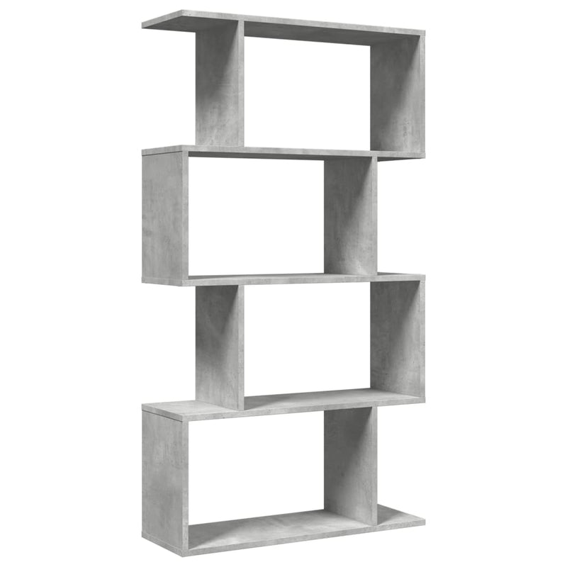 vidaXL 4 szintes betonszürke fa térelválasztó könyvespolc 70x24x129 cm