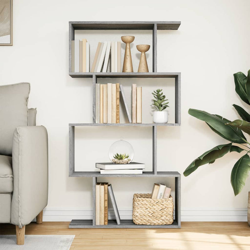 vidaXL 4 szintes szürke sonoma fa elválasztó könyvespolc 70x24x129 cm