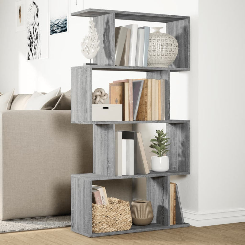 vidaXL 4 szintes szürke sonoma fa elválasztó könyvespolc 70x24x129 cm