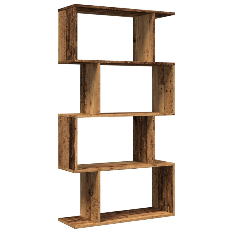 vidaXL 4 szintes antik fa színű fa elválasztó könyvespolc 70x24x129 cm