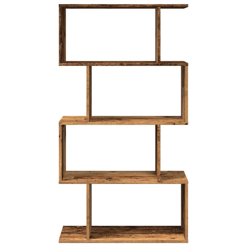 vidaXL 4 szintes antik fa színű fa elválasztó könyvespolc 70x24x129 cm