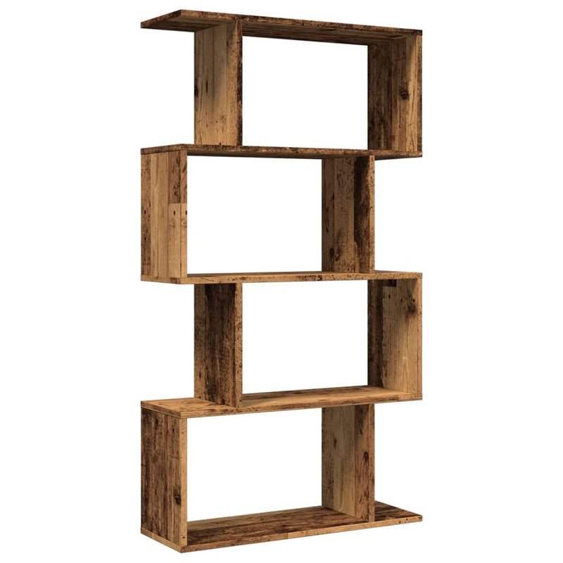 vidaXL 4 szintes antik fa színű fa elválasztó könyvespolc 70x24x129 cm