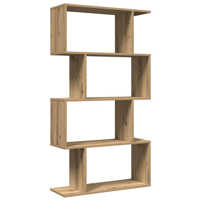 vidaXL 4 szintes kézműves tölgy fa elválasztó könyvespolc 70x24x129 cm