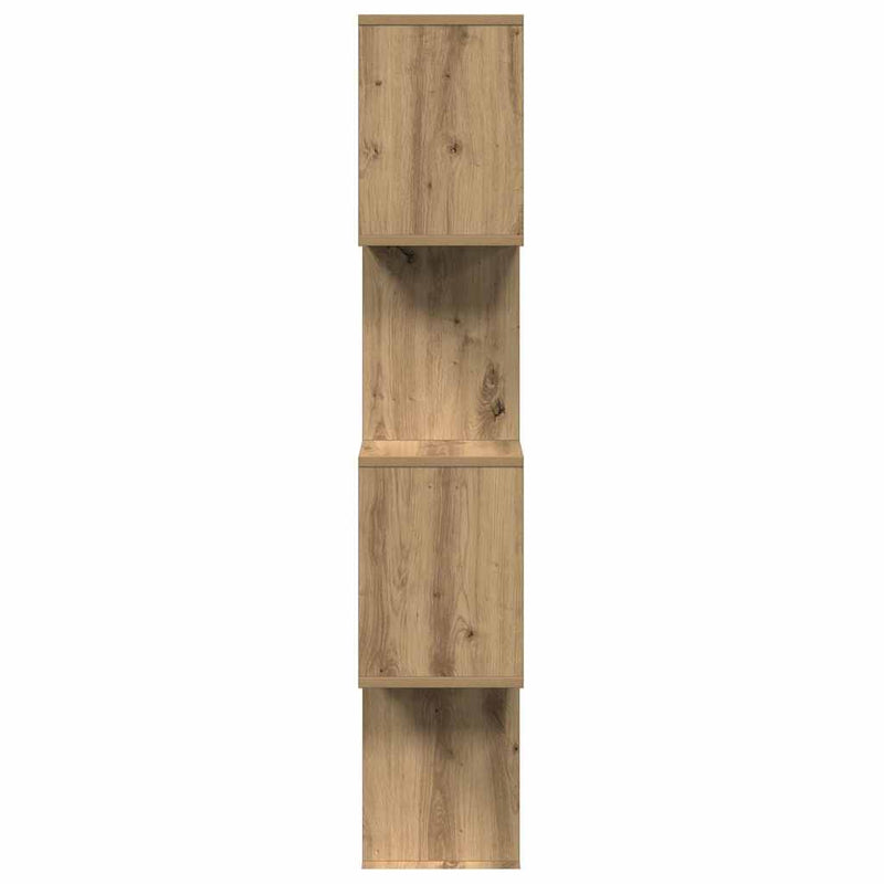 vidaXL 4 szintes kézműves tölgy fa elválasztó könyvespolc 70x24x129 cm