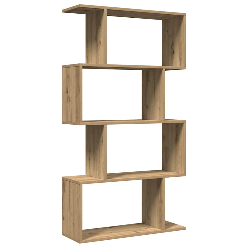 vidaXL 4 szintes kézműves tölgy fa elválasztó könyvespolc 70x24x129 cm
