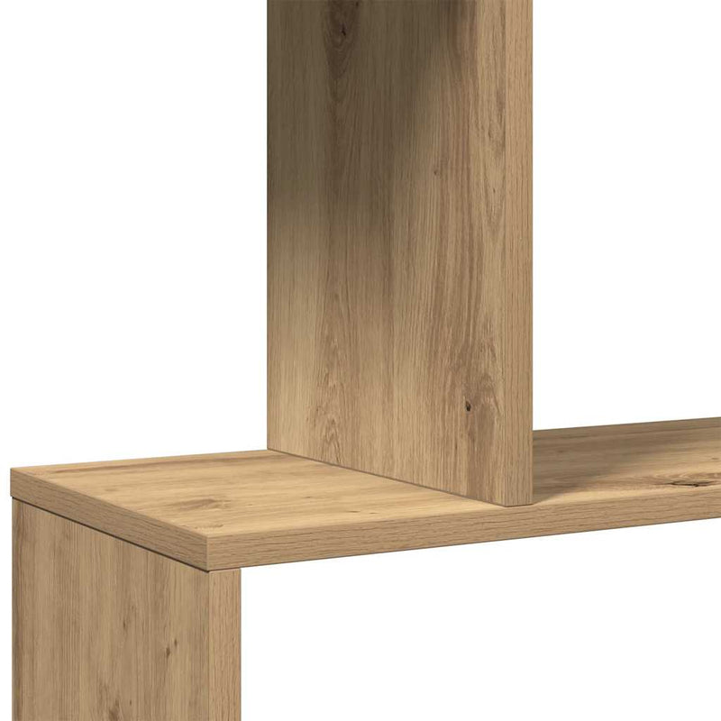 vidaXL 4 szintes kézműves tölgy fa elválasztó könyvespolc 70x24x129 cm