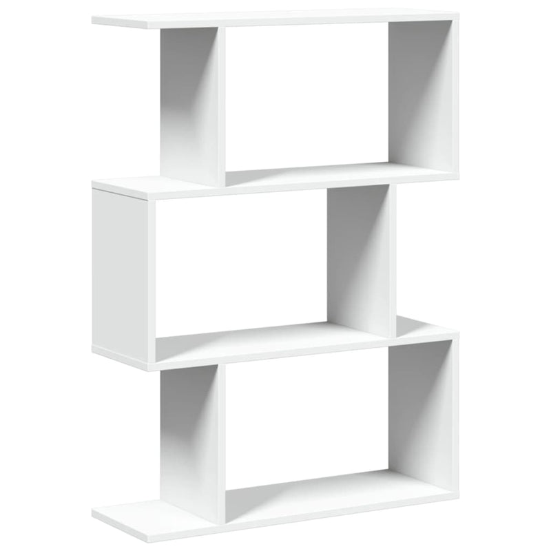 vidaXL 3 szintes fehér szerelt fa elválasztó könyvespolc 70x24x97 cm
