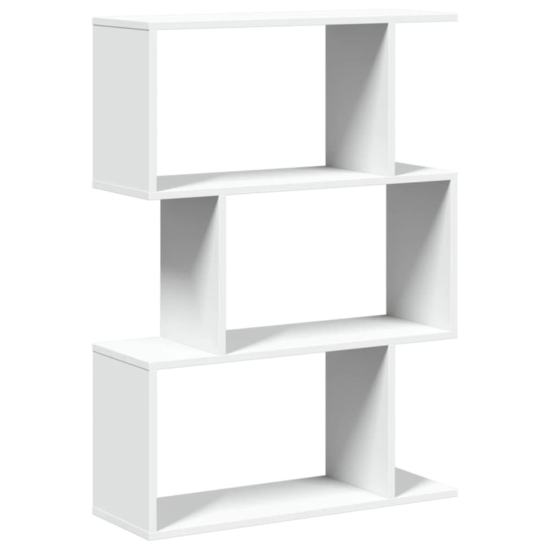 vidaXL 3 szintes fehér szerelt fa elválasztó könyvespolc 70x24x97 cm