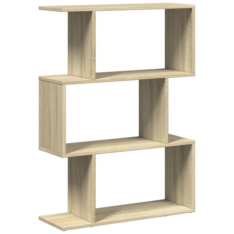 vidaXL 3 szintes sonoma tölgy fa elválasztó könyvespolc 70x24x97 cm