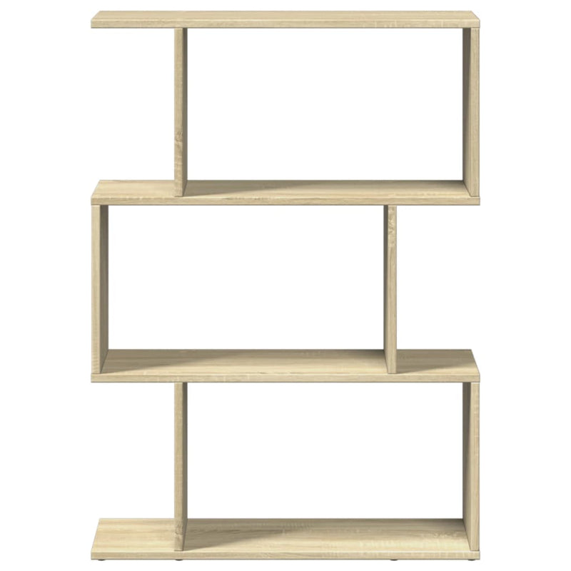 vidaXL 3 szintes sonoma tölgy fa elválasztó könyvespolc 70x24x97 cm