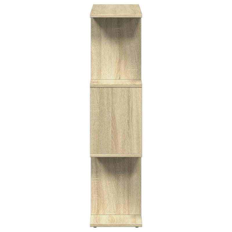 vidaXL 3 szintes sonoma tölgy fa elválasztó könyvespolc 70x24x97 cm