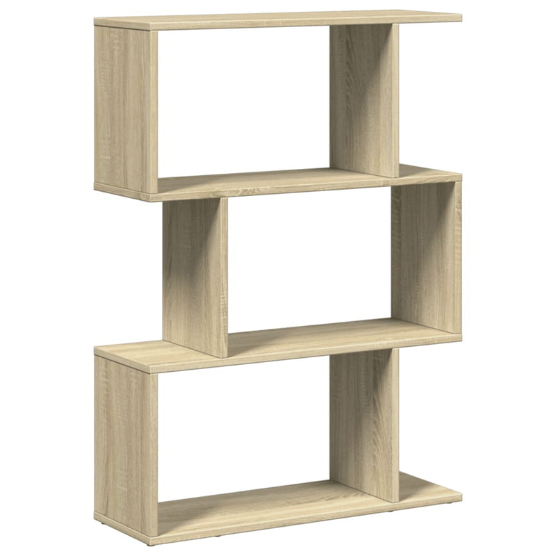 vidaXL 3 szintes sonoma tölgy fa elválasztó könyvespolc 70x24x97 cm