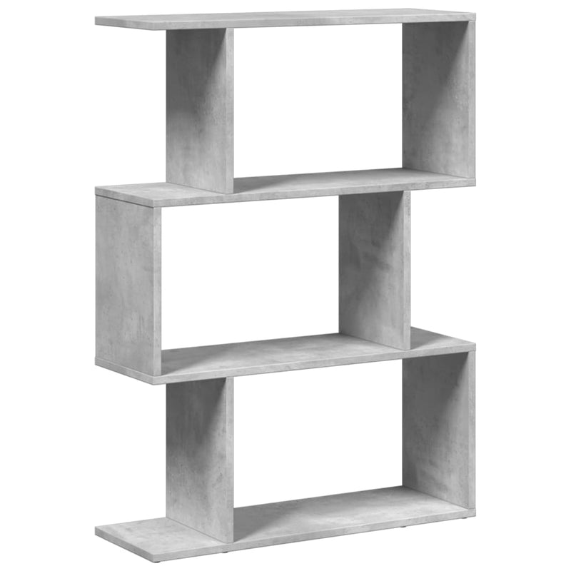 vidaXL 3 szintes betonszürke fa térelválasztó könyvespolc 70x24x97 cm
