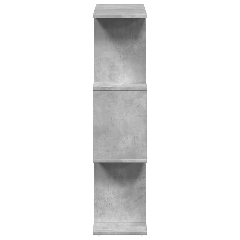 vidaXL 3 szintes betonszürke fa térelválasztó könyvespolc 70x24x97 cm