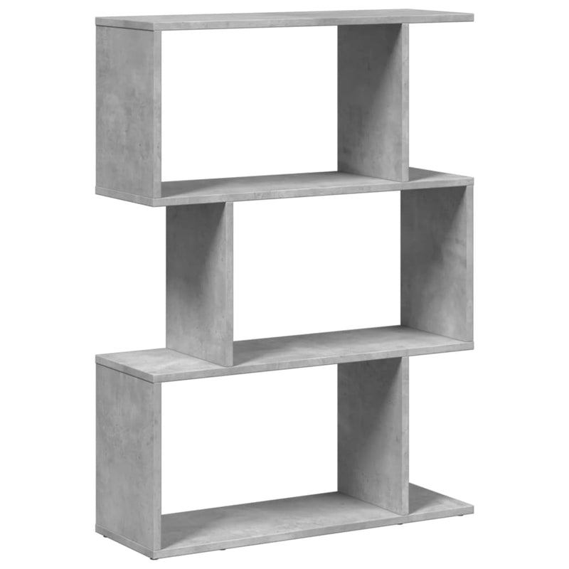 vidaXL 3 szintes betonszürke fa térelválasztó könyvespolc 70x24x97 cm