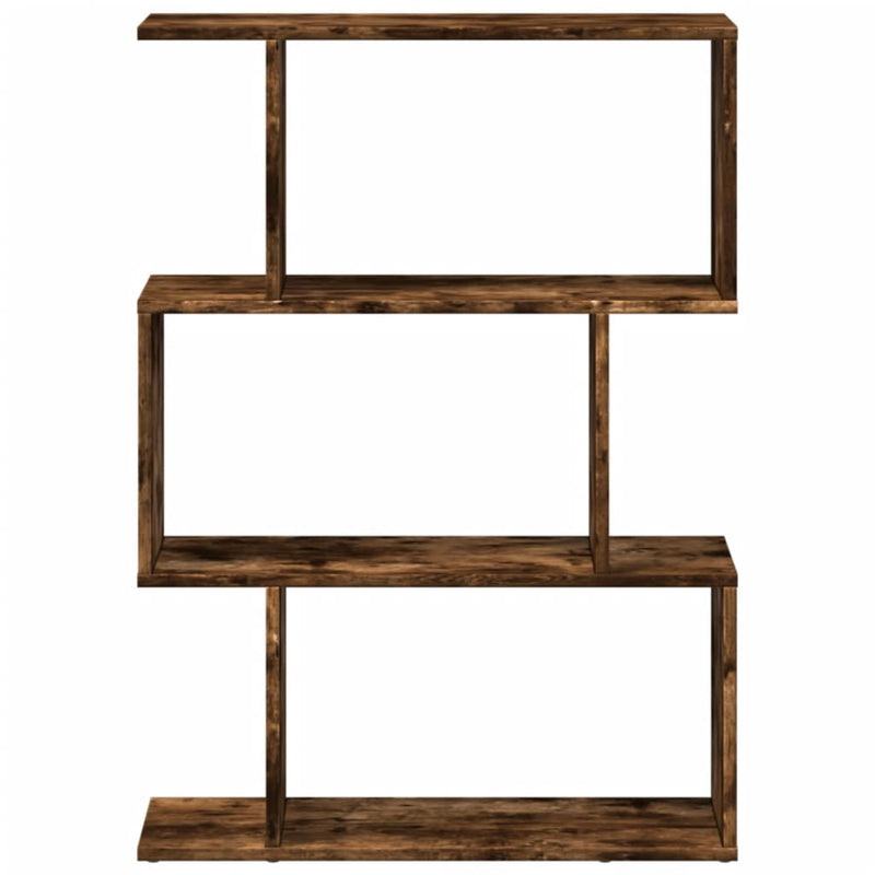 vidaXL 3 szintes füstös tölgy fa elválasztó könyvespolc 70x24x97 cm