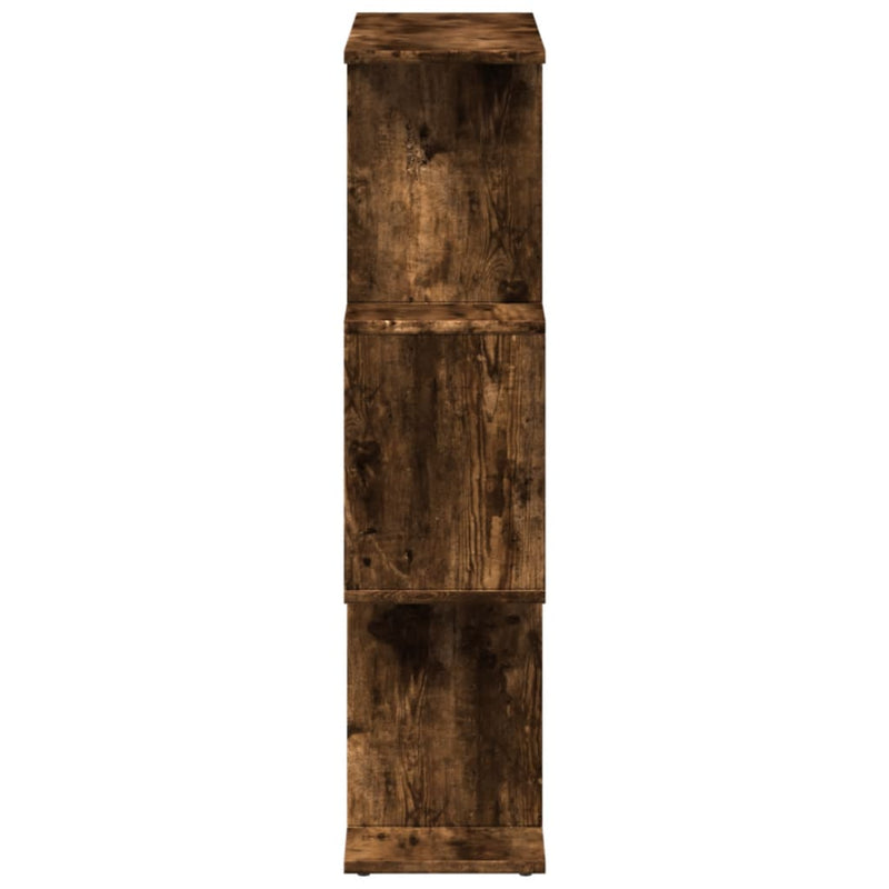 vidaXL 3 szintes füstös tölgy fa elválasztó könyvespolc 70x24x97 cm