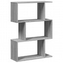 vidaXL 3 szintes szürke sonoma fa elválasztó könyvespolc 70x24x97 cm