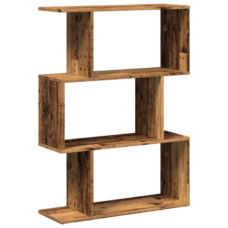 vidaXL 3 szintes antik fa színű fa elválasztó könyvespolc 70x24x97 cm