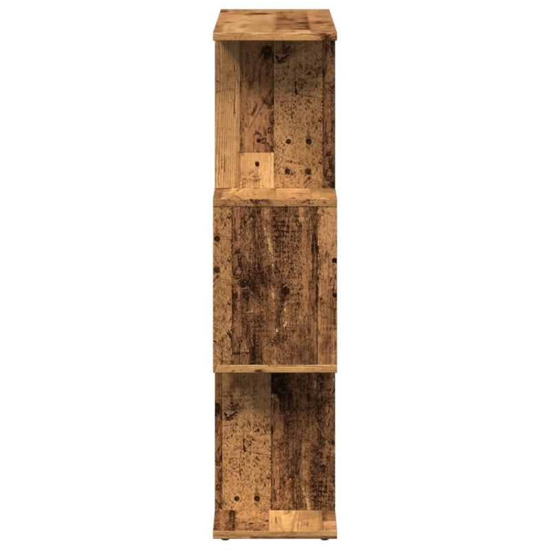 vidaXL 3 szintes antik fa színű fa elválasztó könyvespolc 70x24x97 cm