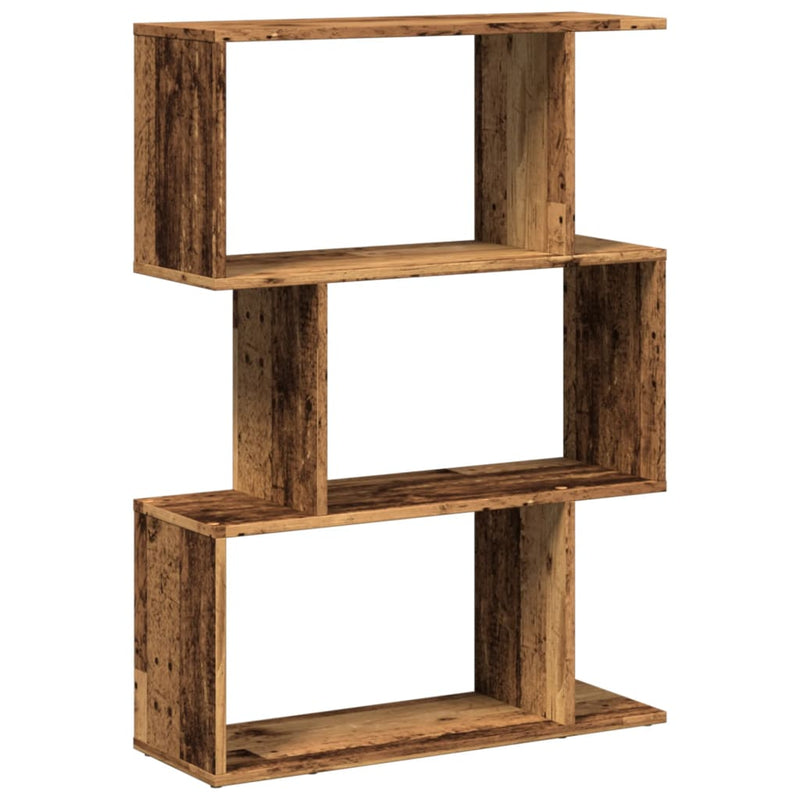 vidaXL 3 szintes antik fa színű fa elválasztó könyvespolc 70x24x97 cm