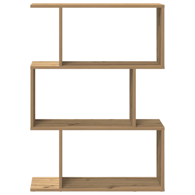 vidaXL 3 szintes kézműves tölgy fa elválasztó könyvespolc 70x24x97 cm