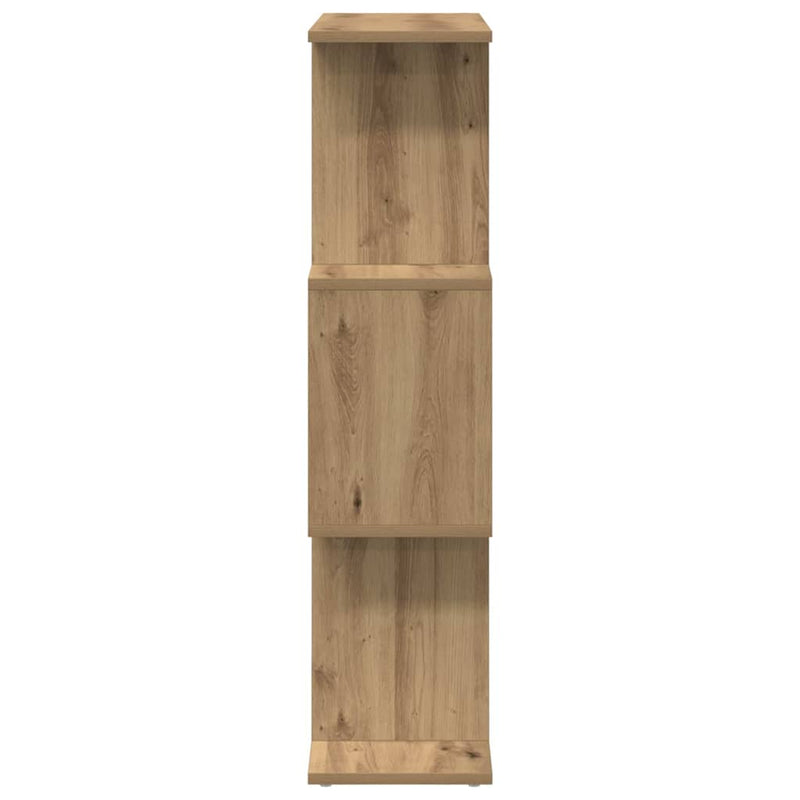 vidaXL 3 szintes kézműves tölgy fa elválasztó könyvespolc 70x24x97 cm