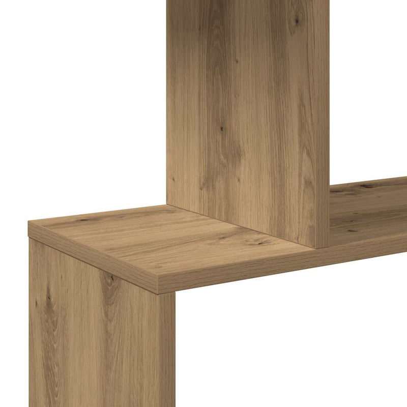 vidaXL 3 szintes kézműves tölgy fa elválasztó könyvespolc 70x24x97 cm