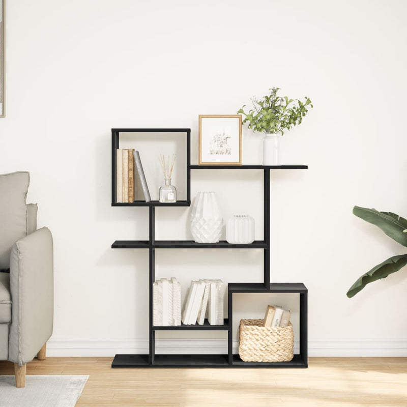 vidaXL fekete szerelt fa térelválasztó könyvespolc 92x29x112 cm