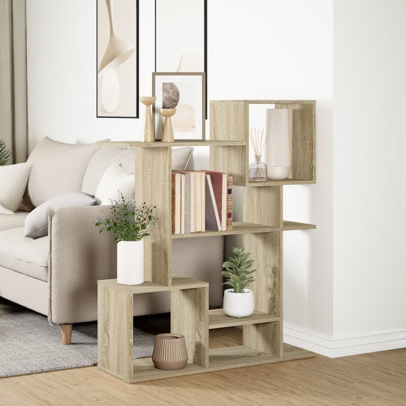 vidaXL sonoma tölgy szerelt fa elválasztó könyvespolc 92x29x112 cm