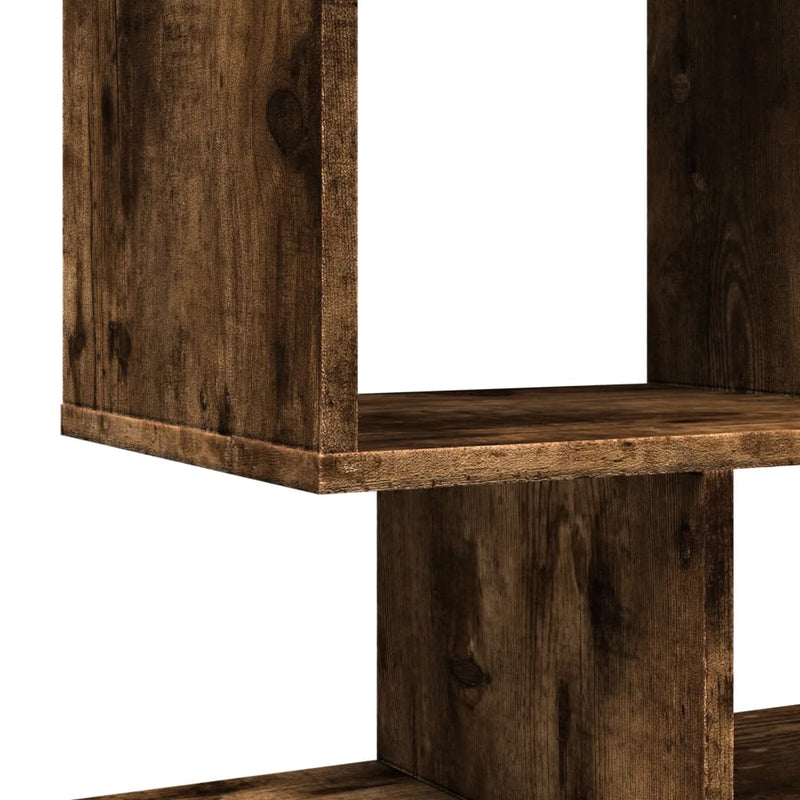 vidaXL füstös tölgy szerelt fa elválasztó könyvespolc 92x29x112 cm