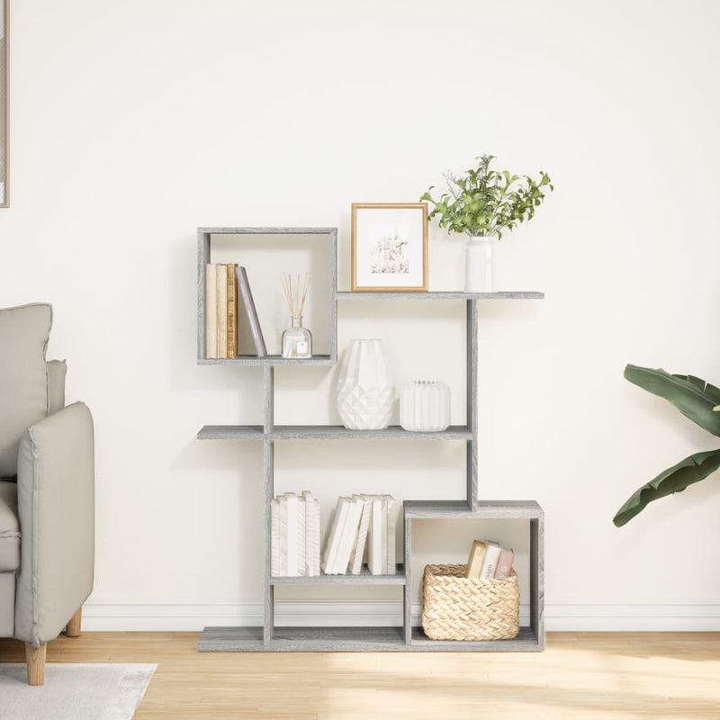 vidaXL szürke sonoma szerelt fa elválasztó könyvespolc 92x29x112 cm