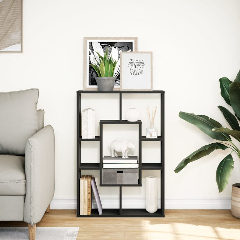 vidaXL fekete szerelt fa könyvespolc 63 x 20 x 90 cm