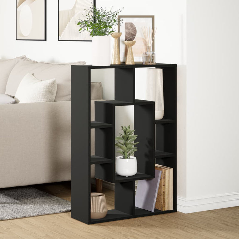 vidaXL fekete szerelt fa könyvespolc 63 x 20 x 90 cm