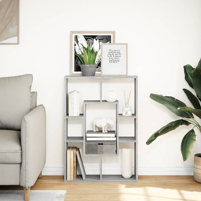 vidaXL szürke sonoma színű szerelt fa könyvespolc 63 x 20 x 90 cm