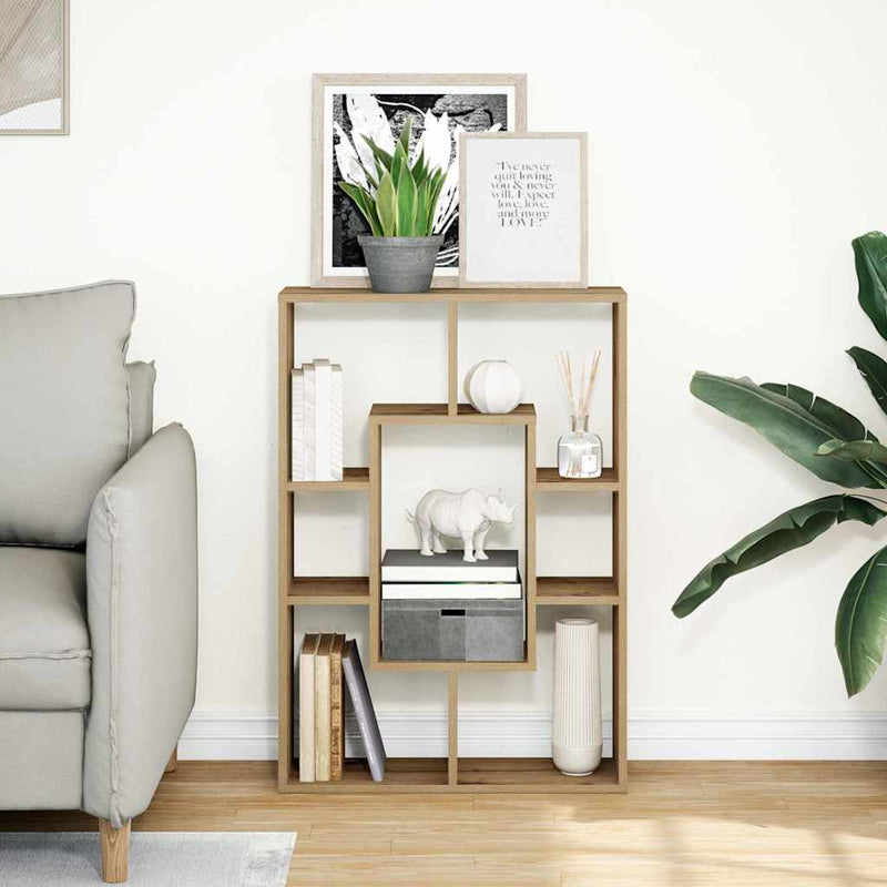vidaXL kézműves tölgy színű szerelt fa könyvespolc 63 x 20 x 90 cm