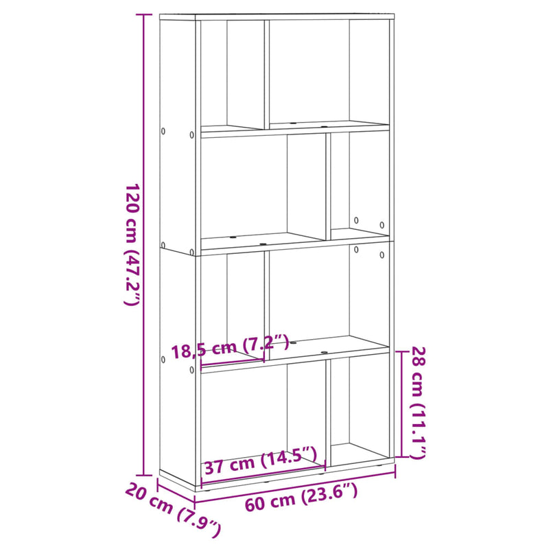 vidaXL szürke sonoma színű szerelt fa könyvespolc 60 x 20 x 120 cm