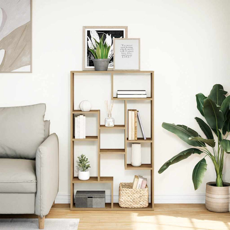 vidaXL kézműves tölgy színű szerelt fa könyvespolc 72 x 20 x 120 cm