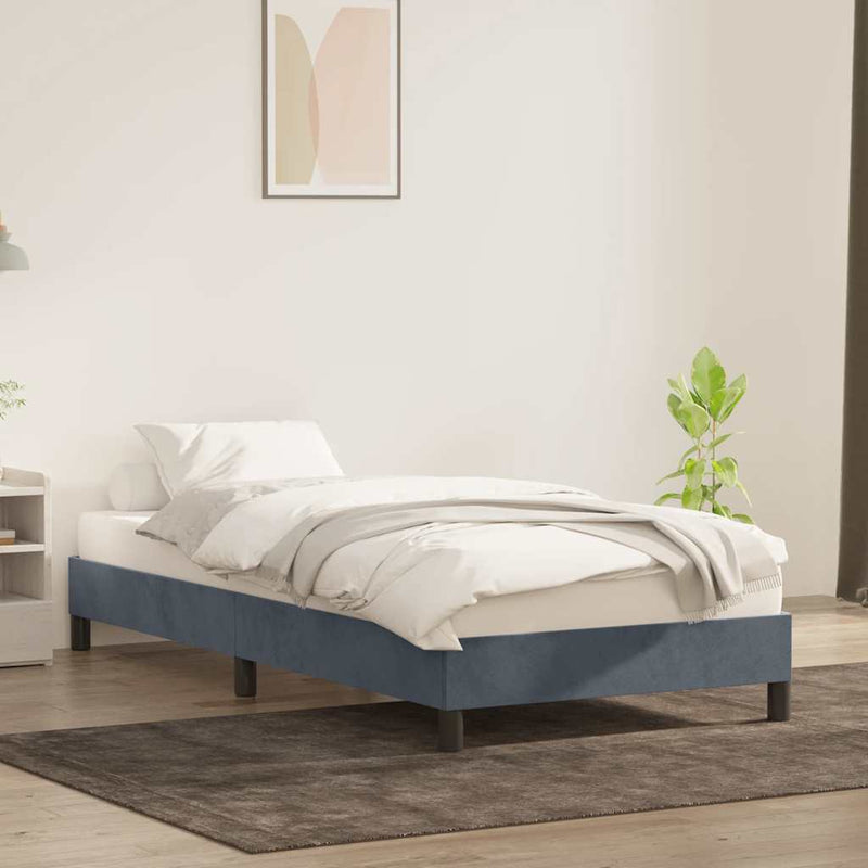 vidaXL sötétszürke bársony ágykeret matrac nélkül 80x210 cm