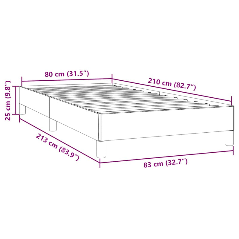 vidaXL sötétszürke bársony ágykeret matrac nélkül 80x210 cm