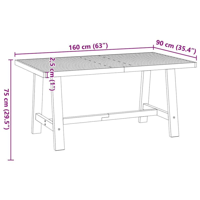 vidaXL Étkezőasztal NOAIN A alakú lábak 160x90x75 cm tömör fa fenyőfa