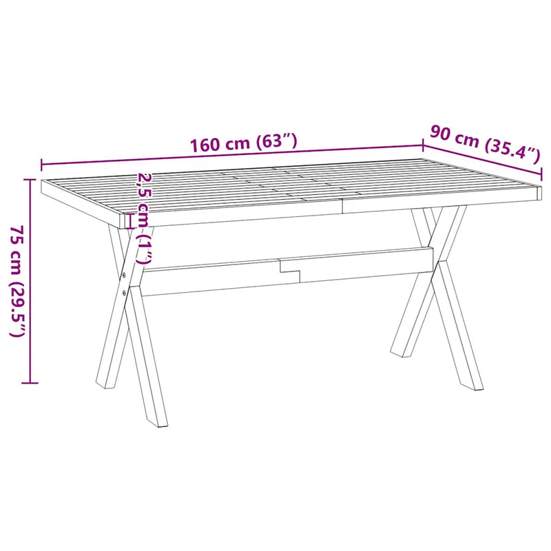 vidaXL Étkezőasztal NOAIN X alakú lábak 160x90x75 cm tömör fa fenyőfa