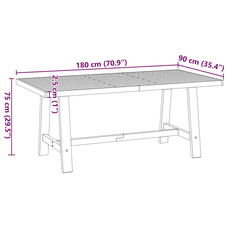 vidaXL Étkezőasztal NOAIN A alakú lábak 180x90x75 cm tömör fa fenyőfa