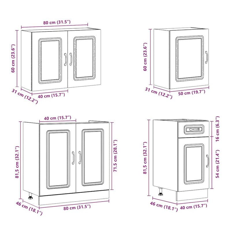vidaXL 7 részes konyhai szekrény szett Kalmar betonszürke műszaki fa