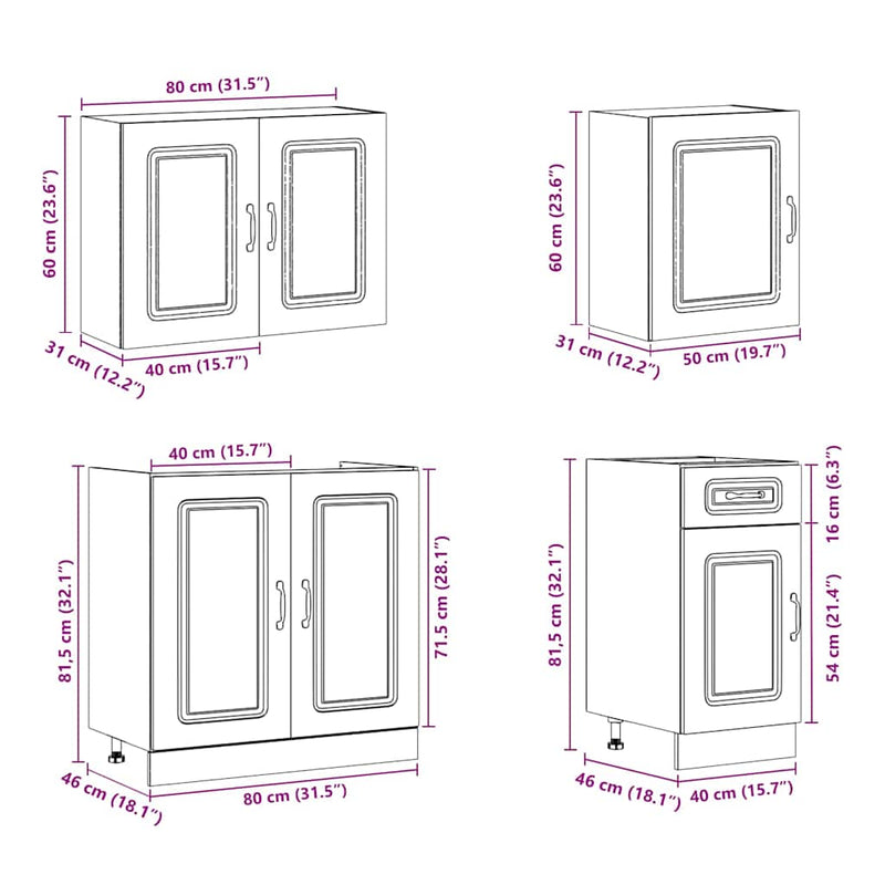 vidaXL 7 darabos konyhaszekrény készlet régi fából készült műfa