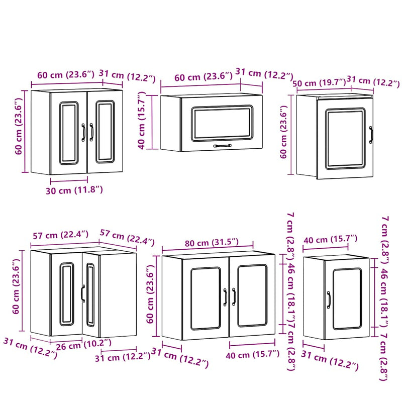vidaXL 11 darabos konyhaszekrény szett Kalmar fekete színű műfa