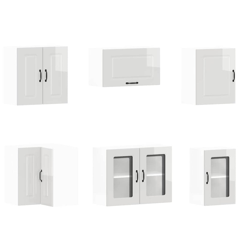 vidaXL 11 részes konyhai szekrény szett Kalmar fényes fehér műfa