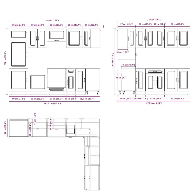 vidaXL 14 darabos konyhaszekrény szett "Kalmar" Barna tölgy műfa