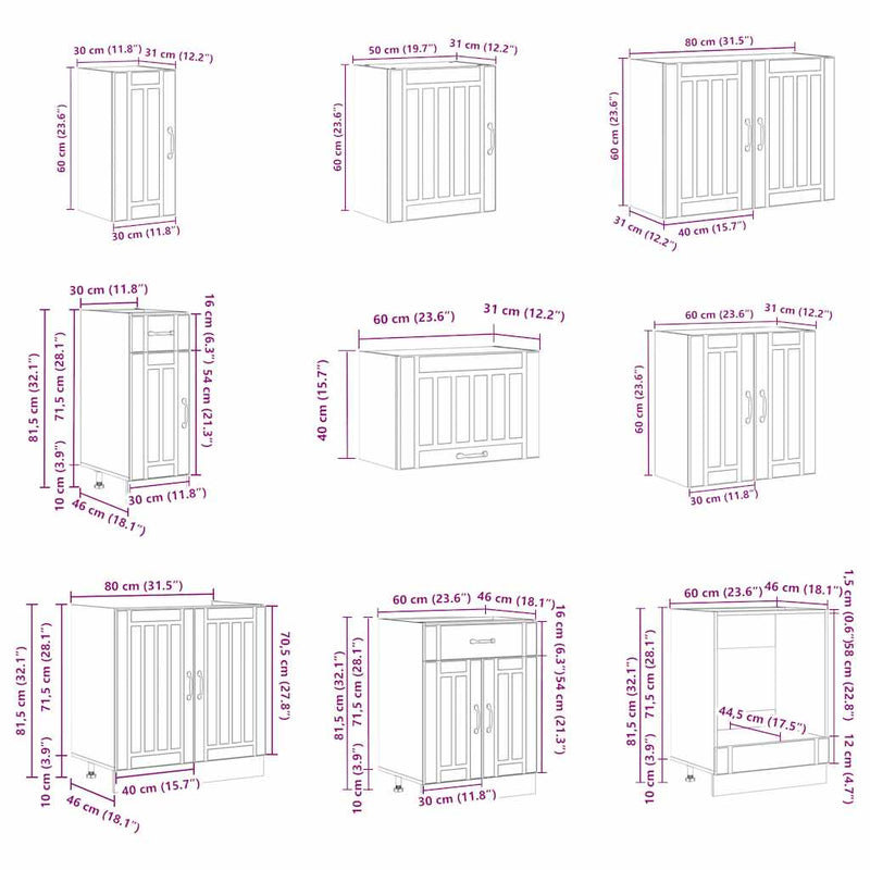 vidaXL 14 részes konyhai szekrény szett Lucca fényes fehér műfa